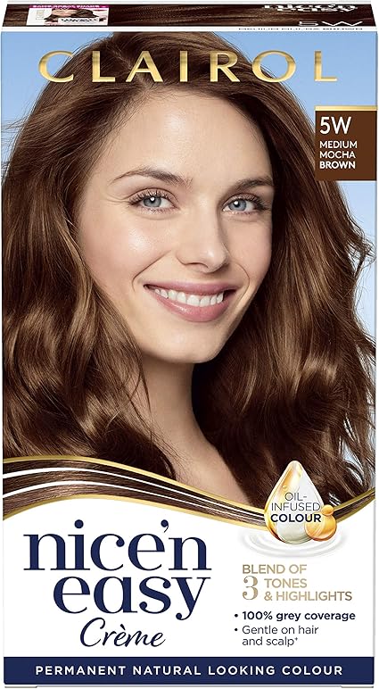 Clairol Nice N Easy Creme Natural Looking Oil Infused Permanent Hair Dye 5w Medium Mocha Brown Amazon Co Uk Beauty