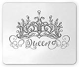 Ambesonne Queen Mouse Pad, Hand Drawn Crown with