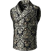 VATPAVE Mens Victorian Double Breasted Vest Gothic Steampunk Waistcoat