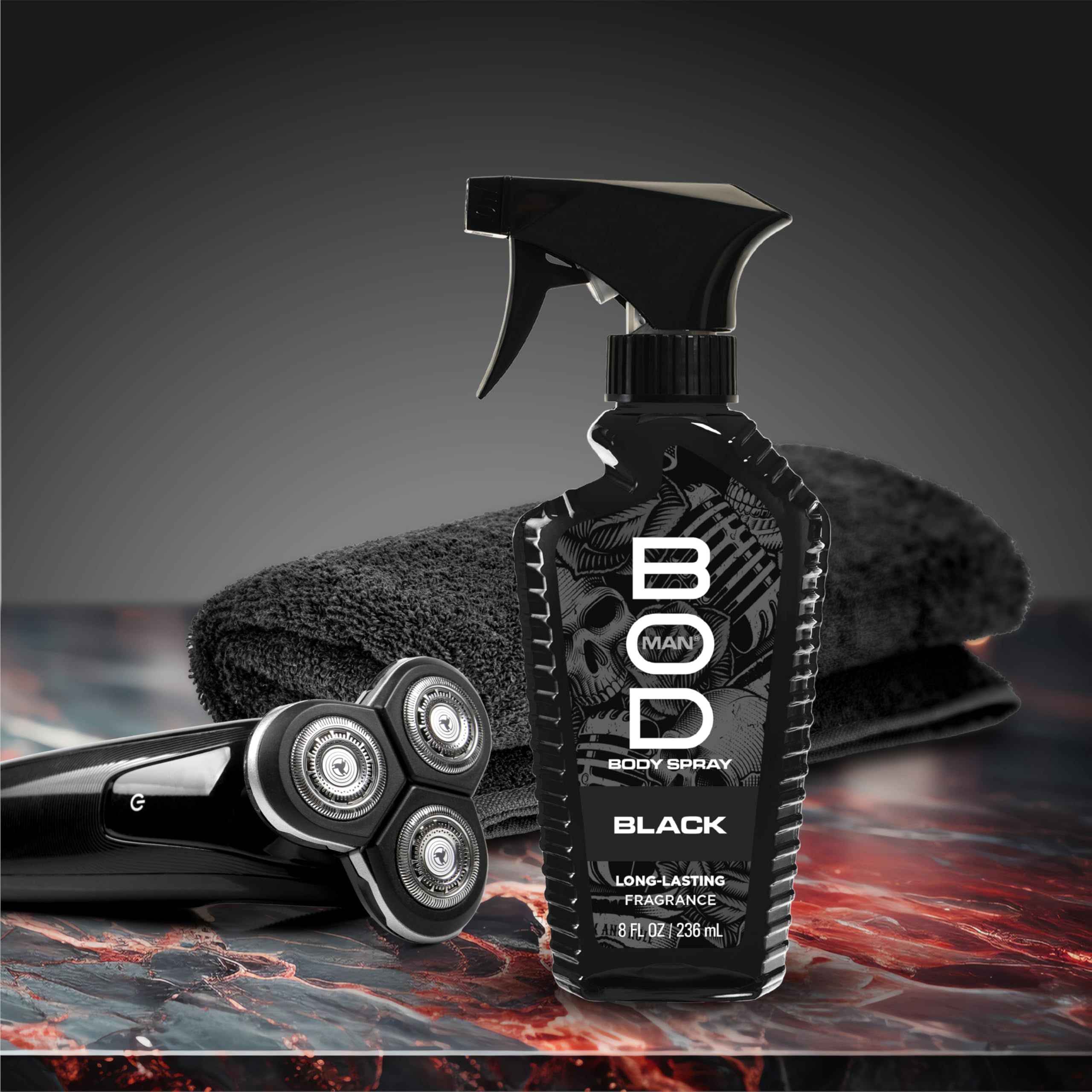 BOD man Fragrance Body Spray, Black, 8 fl oz (Pack of 2)