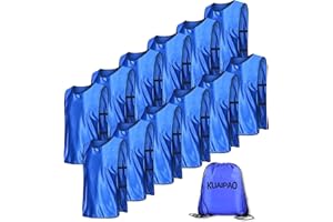 KUAIPAO 12 Pieces Soccer Pinnies Scrimmage Vest Team Practice Jerseys Sports Pinnies With Free Carry Bag