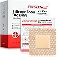 FRESINIDER Silicone Foam Dressing with Adhesive Border – Wound Dressing Bandage – Silicone Foam Pad – Pack of 20 – 2 x 2 Inches Large Waterproof Bandages – Self Adhesive Wound Care and Dressings