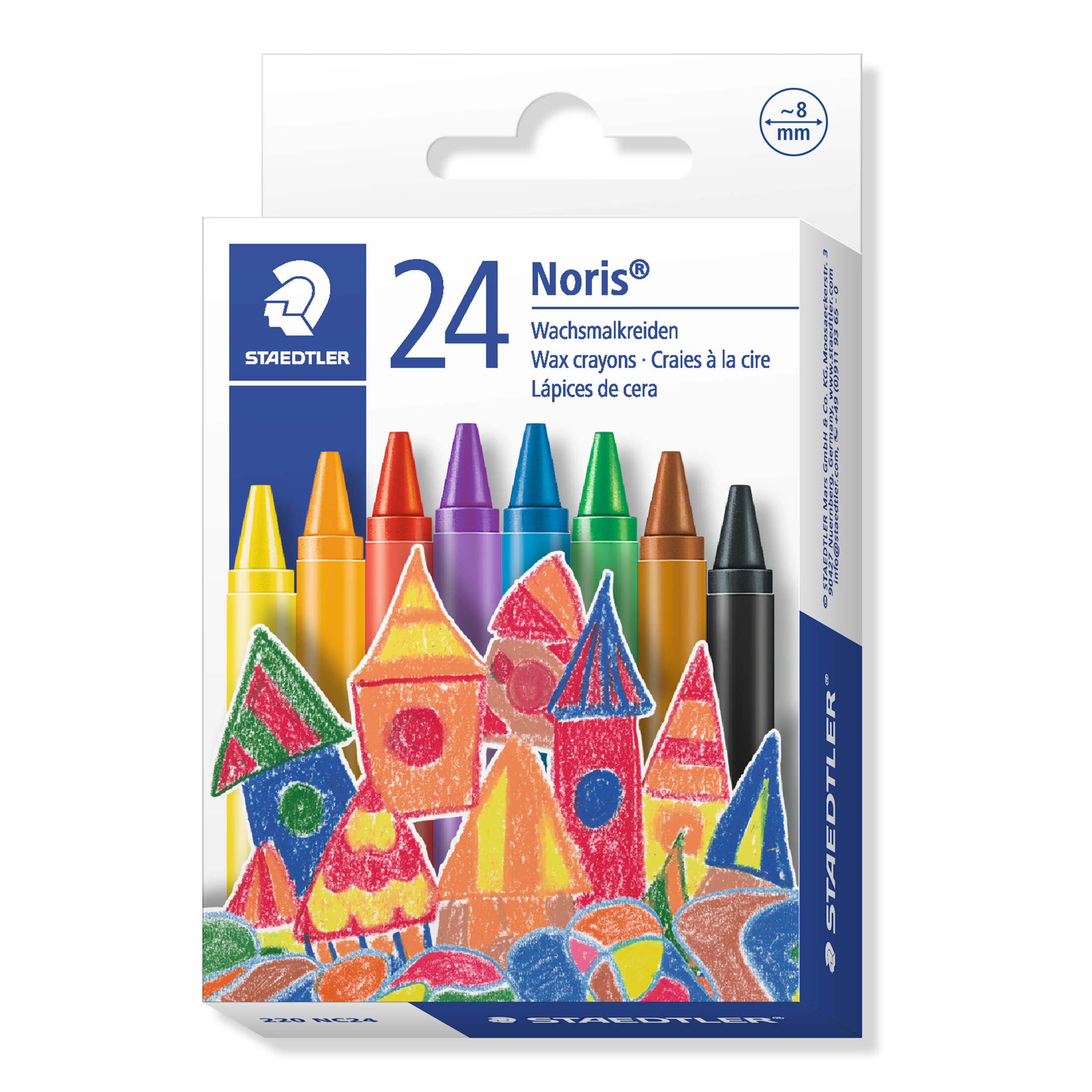 STAEDTLER 220 NC24 Noris Wax Crayons 8 mm - Assorted Colours (Pack of 24) — image 1