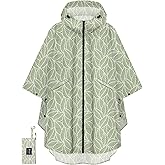 PTEROMY Hooded Rain Poncho for Adult with Pocket and Zipper, Waterproof Lightweight Raincoat for Men and Women