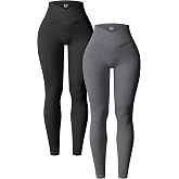 OQQ Women's 2 Piece Yoga Leggings Workout Cross Over Leggings | High Waist, Tummy Control, Ribbed, Seamless, Casual, Athletic Exercise Leggings 2026, Versatile Stretchy Pants