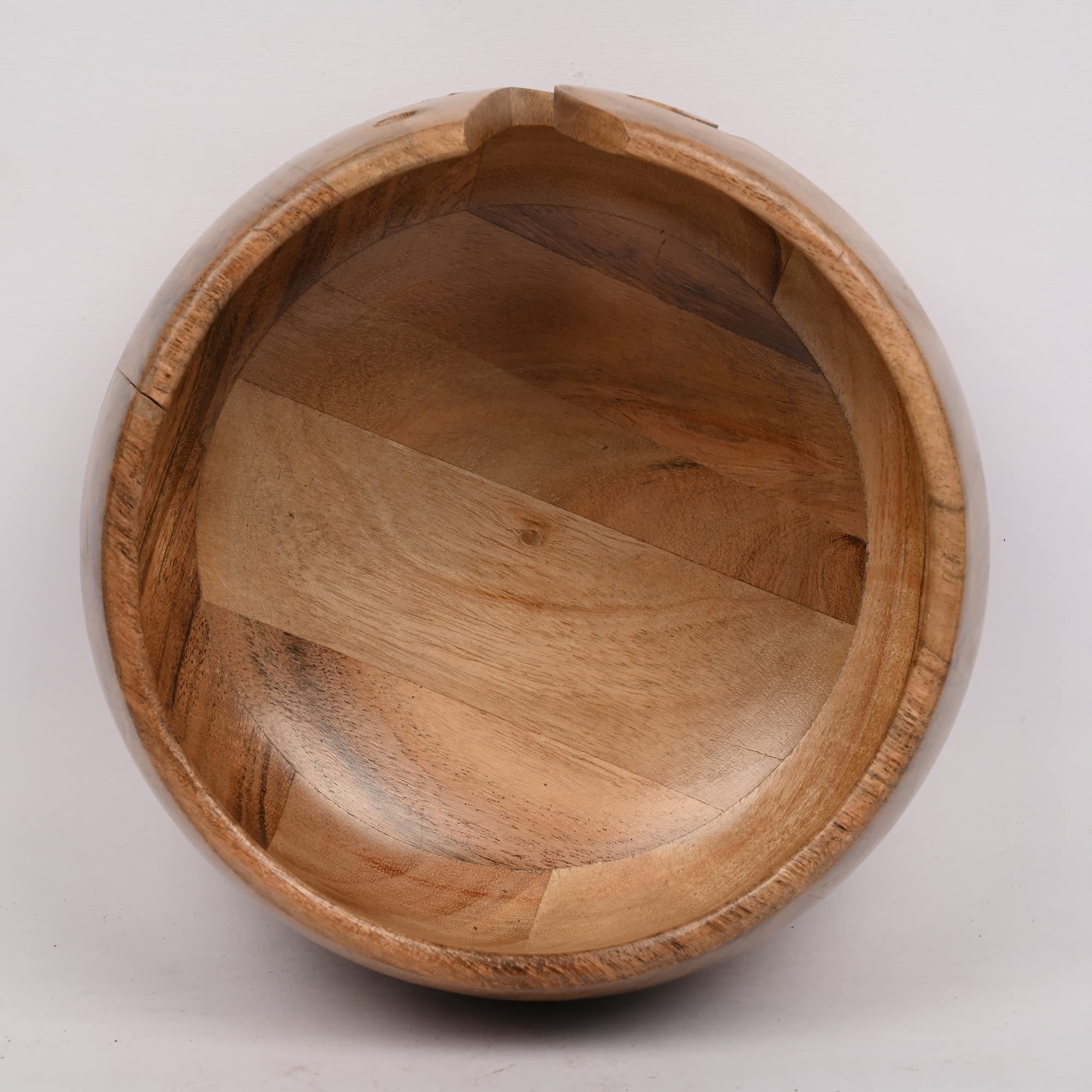 EDHAS Acacia Wood Yarn Bowl Holder | Handmade Holder with Holes | Yarn/Wool/String Storage Accessory (7