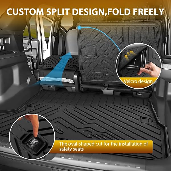 POWERTY FLOOR MAT FOR TOYOTA 4RUNNER 2025 2026, ALL WEATHER TPE CUSTOM TRUNK CARGO MAT LINER WITH BACKREST MAT REPLACEMENT FOR TOYOTA 4RUNNER ACCESSORIES (FIT 5 SEATS,NOT FOR HYBRID MODEL)