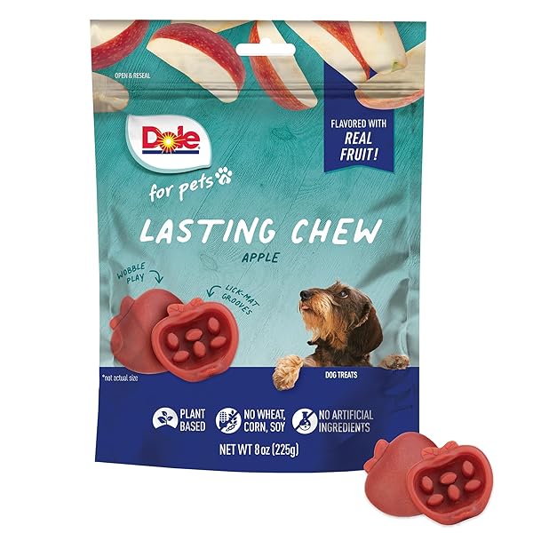 DOLE FOR PETS FRESHLY FETCHED LASTING CHEW, APPLE FLAVOR DOG TREATS, SMALL BREEDS, NO WHEAT, CORN, SOY, ARTIFICIAL FLAVORS, COLORS, OR ANIMAL PRODUCTS, 8 OUNCES, 10 CHEWS
