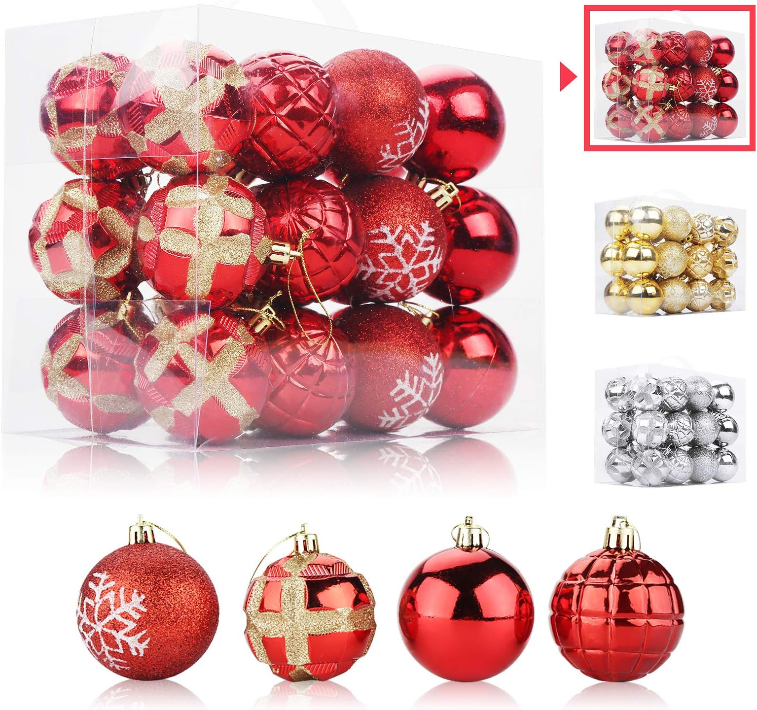 Aitsite Christmas Ball Ornament (Red, 2.36")