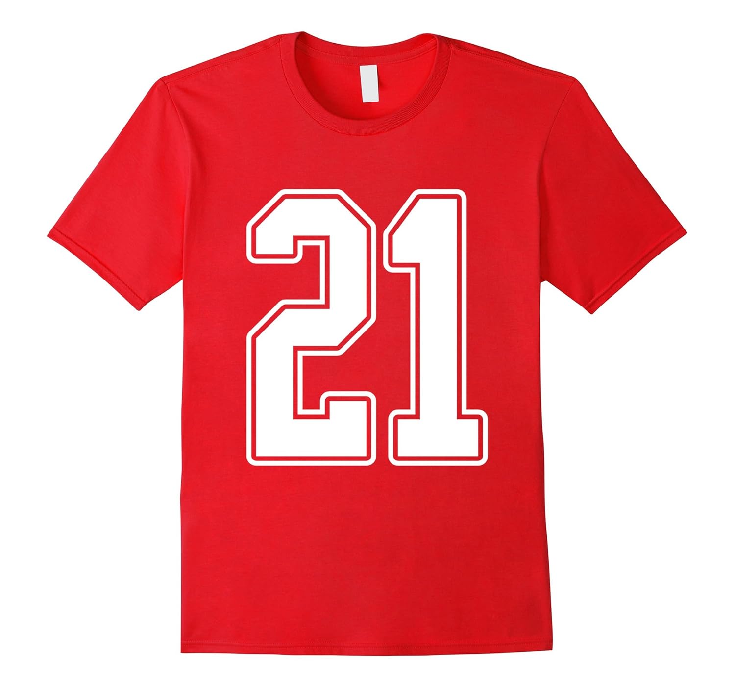 #21 White Outline Number 21 Sports Fan Jersey Style T-Shirt-Rose