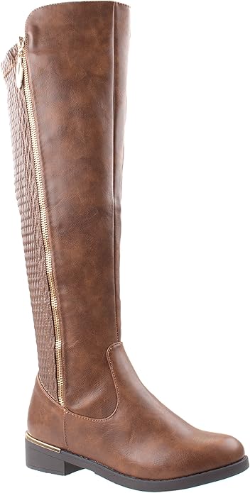 tan stretch knee high boots