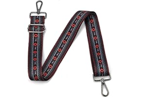 LVYOUME Purse Strap Replacement Crossbodyp Black Hardware Wide Shoulder Strap Adjustable Canvas Straps Guitar Style Straps