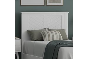 COMFIQ Serene Poplar Wood Twin Headboard, Modern Farmhouse Panel with Chevron Scoring, Twin Size Headboard in White, Casual Coastal Style, Easy Assembly, Quality Materials