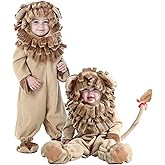 Fun Costumes Deluxe Lion Costume for Toddlers, Cute Animal Halloween One-Piece, King of The Jungle Outfit for Boys 4T Brown