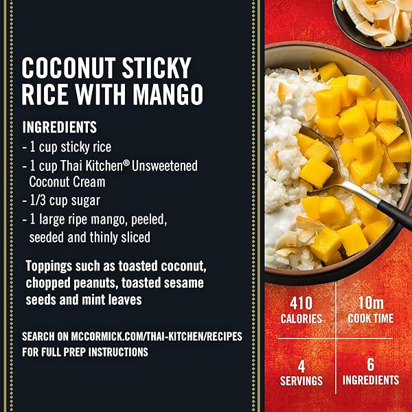 THAI KITCHEN COCONUT CREAM, UNSWEETENED, GLUTEN FREE, DAIRY FREE CREAM FOR BAKING AND SAVORY DISHES, NON BPA LINING, 13.66 FL OZ
