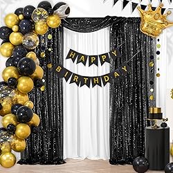 B-COOL Black Sequin Backdrop Curtains Black