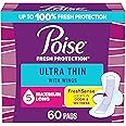 Poise Ultra Thin Incontinence Pads with Wings & Postpartum Incontinence Pads, 5 Drop Maximum Absorbency, Long Length, 60 Count (3 Packs of 20), Packaging May Vary
