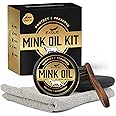 Eagle Mink Oil for Leather Boots - 4-Piece Kit with All-Natural Leather Conditioner and Cleaner 3.52oz, Waterproof Formula to Soften and Restore Shoes, Jackets, Saddles, Gloves, and More