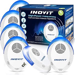 INOVIT Ultrasonic Pest Repeller 6 Pack, Pest Repellent Plug in Indoor [2020 Newest] Pest Control, for Mice, Spider, Roach, Rat, Mosquito, and More Incest Safe for Humans and Pets