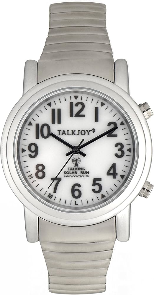 Solar battery talking radio wrist watch silver radiocontrolled watch
