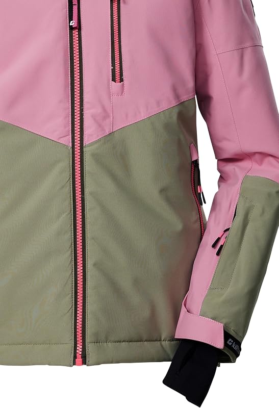 Casaco de esqui feminino/casaco funcional com capuz e proteção contra a neve KSW 207 GRLS SKI JCKT, hell himbeere/sage, 152, 43561-000