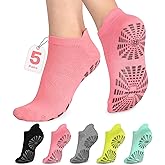 unenow 5 Pairs Pilates Socks for Women Non Slip Socks with Grips for Yoga Hospital Barre Barefoot