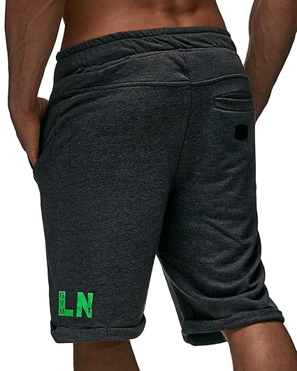 LEIF Nelson Gym Herren Shorts Kurze Fitnesshose - Jogginghose | Moderne Schwarze Männer Kurze Trainingshose Top | Herren Spor