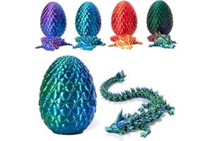 Addcean 3D Printed Dragon in Egg, Full Articulated Dragon Crystal Dragon with Dragon Egg, Home Office Decor Executive Desk Toys, Adults Fidget Toys for Autism/ADHD (Laser Green, 12")