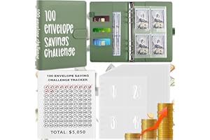 Qimofinee 100 Envelopes Challenge Binder,A5 Savings Binder with Cash Envelopes,100 Envelopes Money Saving Challenge Binder Budget Book - Easy and Fun Way to Save $5,050