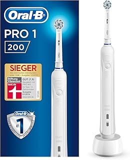 Oral-B PRO 1 200 Elektrische Zahnbürste, für eine sanfte Reinigung bei empfindlichem Zahnfleisch, weiß