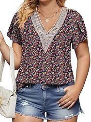 Womens Plus Size Tunic Tops Dressy Petal Sleeve 5XL