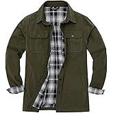ZENTHACE Men's Heavy Washed Rugged Cotton Shirt Jac Outdoorsy Utility Jacket(Full Flannel Lined)
