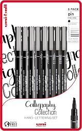 uni-ball PIN Fineliners Black Fine Tip Set of 8 Archival Ink