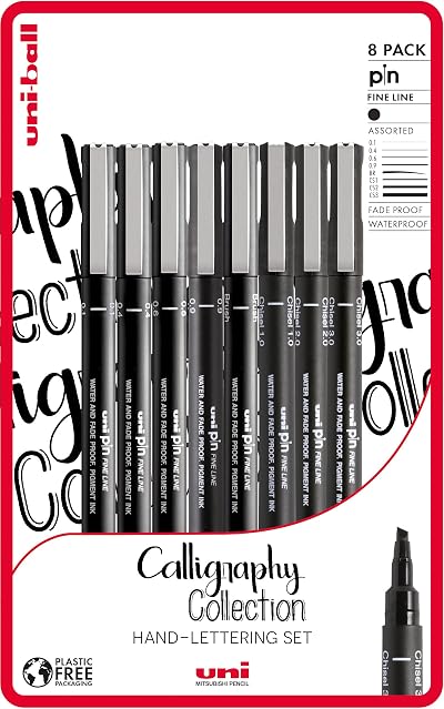 uni-ball PIN Fineliners Black Fine Tip Set of 8 Archival Ink