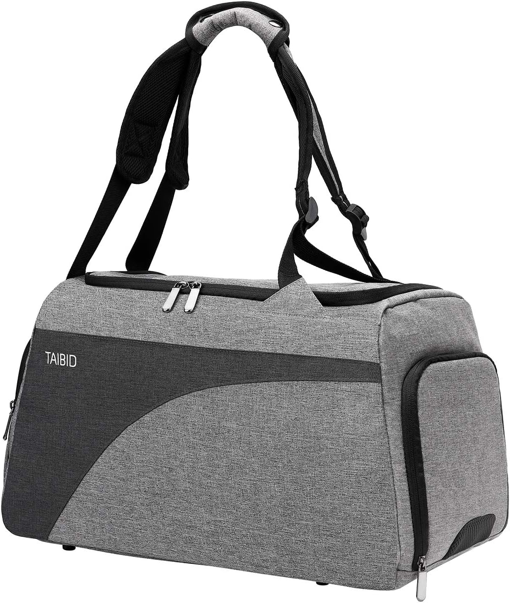 3-Way 18 Inch Sports Gym Bag Backpack with Wet Pocket and Shoe Compartment Travel Duffel Bag for Men and Women, Grey