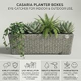 CASARIA Set of 2 Flower Boxes Weatherproof Poly Rattan 60x20x19cm Grey view 3