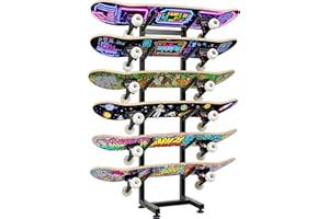BiJun Skateboard Racks Floor Stand, 6-Layer Skateboard Wall Mount,Snowboard Storage Rack, Skateboard Organizer Floor Stand for Deck, Longboard, Snowboard, Standard Skateboards, Mini Cruiser Skateboard