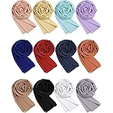 Wesiti 12 Pack Chiffon Hijab Head Scarves for Women Solid Color Soft Chiffon Hijab Long Scarf Shawls and Wraps Lightweight Breathable for Muslim Christmas Women Gifts, 12 Colors