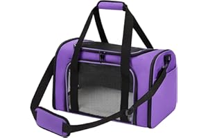 Pnimaund Large Pet Carrier, Soft Sided Cat Carriers for Large Cats Under 20 lbs, Soft Dog Carriers for Medium Dogs Small Dogs, Collapsible Cat Carrier for 2 Cats Travel Carrier -Purple