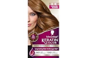 Schwarzkopf Keratin Permanent Hair Dye Cream, 7.5 Caramel Blonde, Professional Quality Color for Up to 100% Gray Coverage, Bond Enforcing System