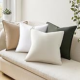 Drapenova Pack of 4,Decorative Linen Soild Throw Pillow Covers Soft Accent Cushion Case Boho Farmhouse Neutral Pillowcase for Couch Sofa Bedroom Living Room Home Decor 18 x 18 Inch Green