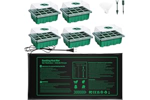 NAMOTEK Plant Heat Mat with 5 Set Seed Starter Tray & Humidity Domes, 60 Cell Trays Germination Station Cloning Kit