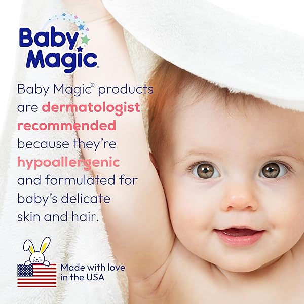 BABY MAGIC GENTLE BABY LOTION, VITAMINS & ALOE, FREE OF PARABENS, PHTHALATES, SULFATES AND DYES, CAMELLIA OIL & MARSHMALLOW ROOT ORIGINAL SCENT, 16.5 FL OZ