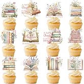 A New Chapter Begins Baby Shower Decorations: 24 Pcs A New Chapter Begins Baby Shower Cupcake Toppers Storyook Baby Shower Decorations Book Cake Decorations for Book Theme Baby Shower Party Supplies