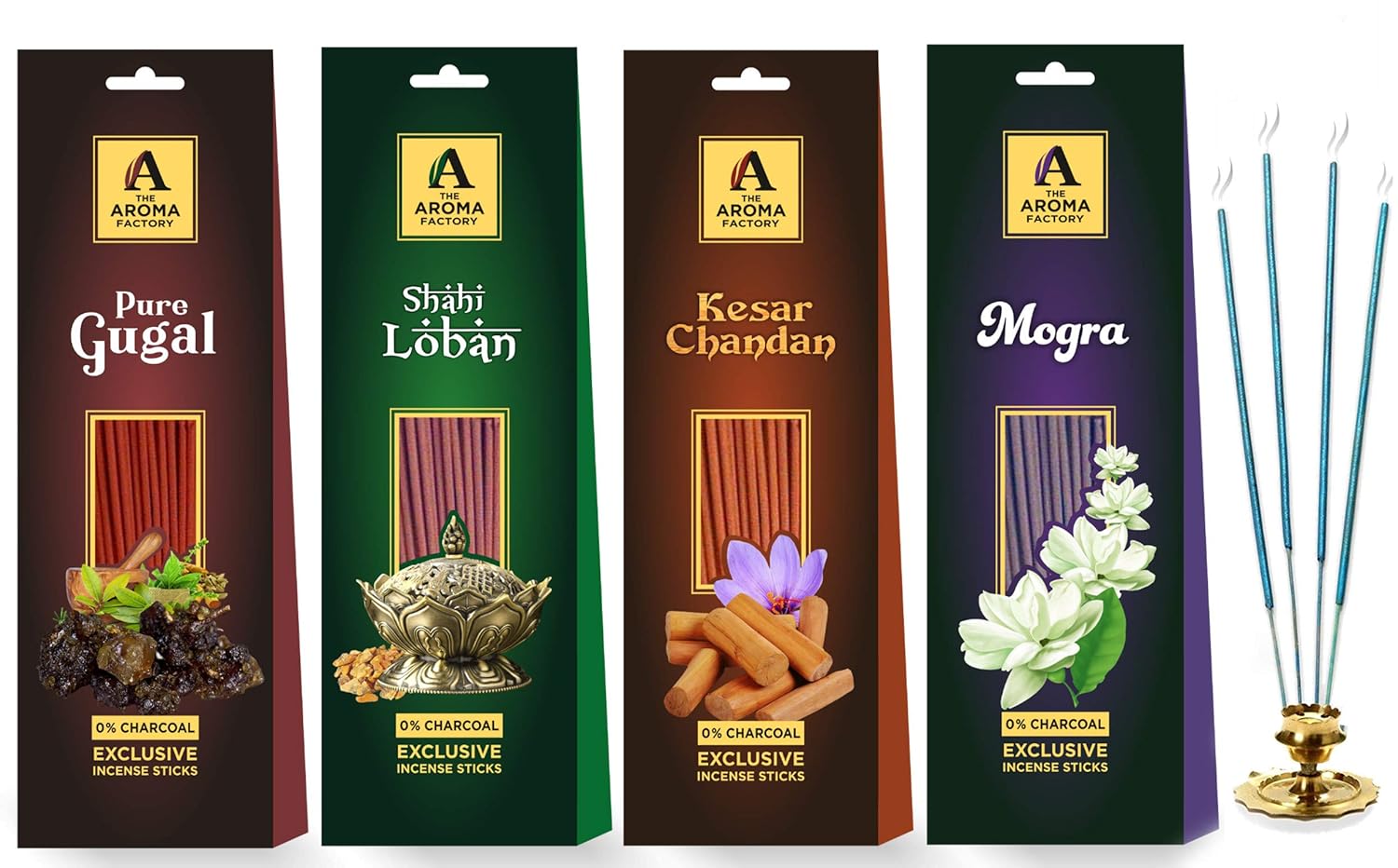 The Aroma Factory Wood Incense Sticks for Pooja Chandan, Gugal, Loban