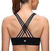 CRZ YOGA Butterluxe Strappy Sports Bras for Women - Padded V Neck Wireless Criss Cross Back Yoga Top