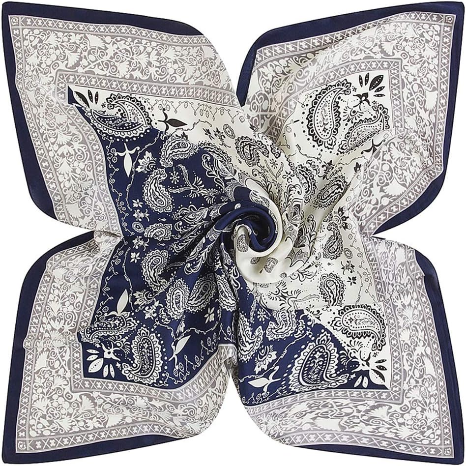Silk Feeling Scarf Square Satin Head Scarf Fashion Neck Scarfs for Women 27 x 27 inch