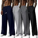 Neer 4 Pack Men's Lightweight Sweatpants Athletic Wide Leg Drawstring Open Bottom Pants Baggy Joggers Lounge with Pockets