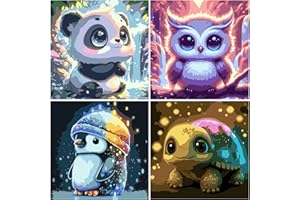 FLAJZ Paint by Numbers Kit for Kids, 4 Pack Easy Kids Paint by Number Kits Age 5-8, DIY Color Canvas Painting for Kid Ages 4-12, Animal Acrylic Oil Painting Suitable for Home Decoration 8x8 Inch