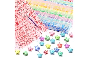 Mluchee 600 Sheets Luminous Origami Stars Paper 20 Colors Lovely You Heart Pattern Strips Lucky Star Decoration Folding Paper for Thanksgiving Christmas Gifts Arts Crafting Supplies, School Teaching